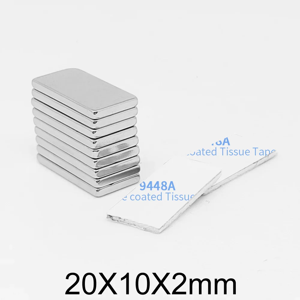 20x10x2 Block Search Magnet With 3M Double-Sided Adhesive Tape 20*10*2 Strong Neodymium Magnets 20x10x2mm