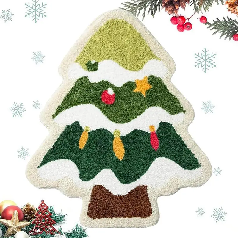 

Christmas Tree Bathroom Mat Bedroom Absorbent Door Mat 24x32 Inch Non-slip Bathroom Mat for Home Holiday Bathroom Decoration