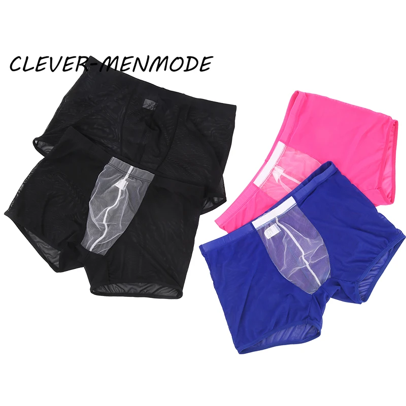 New Men Sexy Mesh Hollow Panties Men's See-Through Transparent Boxers Adult Erotic Boxer Shorts Are Breathable Comfortable