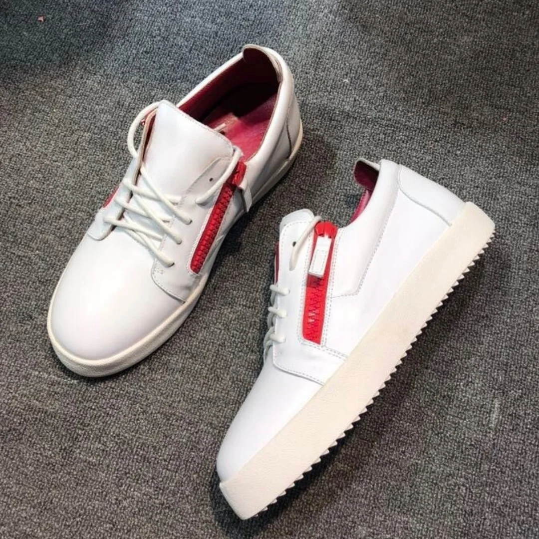 

Top Hight Quality Casual Sneakers For Men and Women Real Leather Brand Designer Unisex Tennis Shoes GZ Zipper Loafer Shoes G1186