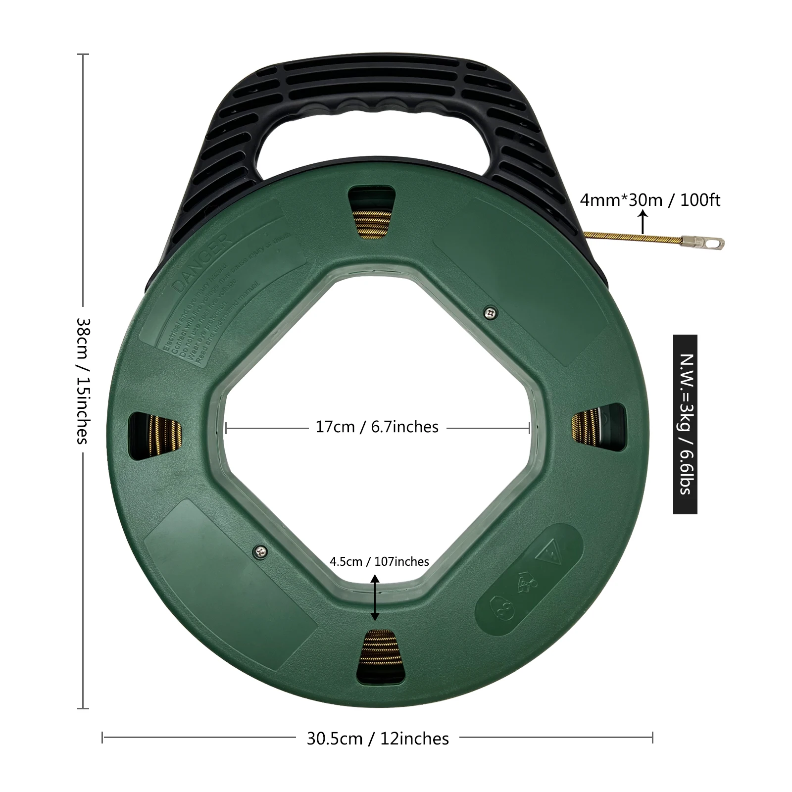 4mm 30m nastro per pesci in acciaio Push Pull Line condotto asta di corsa condotto a molla cavo avvolgicavo Rodder con scatola di immagazzinaggio