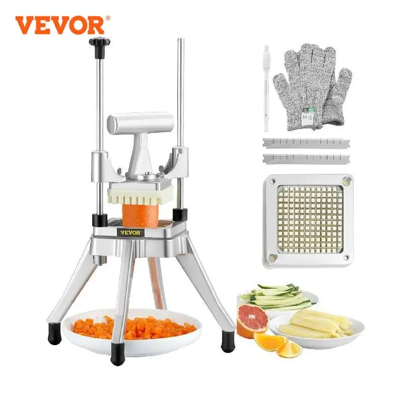 VEVOR Coupe-Frites Professionnel Manuel Coupe-Légumes Multifonction Commercial Lame de 0,64 cm en