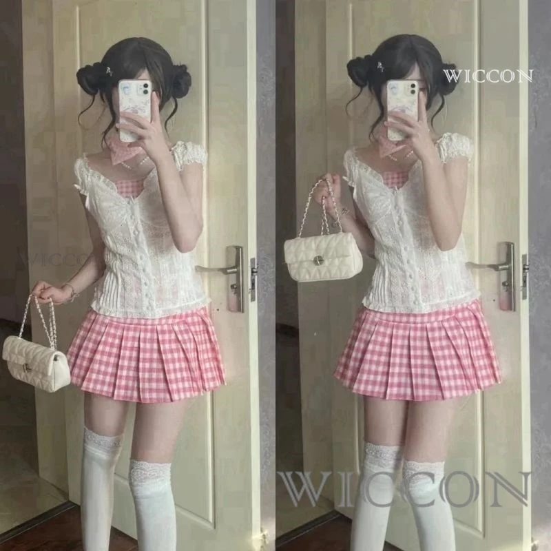 Disfraz de Cosplay de Anime NANA Komatsu Nana para niña, falda rosa, trajes con fecha, uniforme lindo, peluca, Carnaval, mascarada, ropa de fiesta