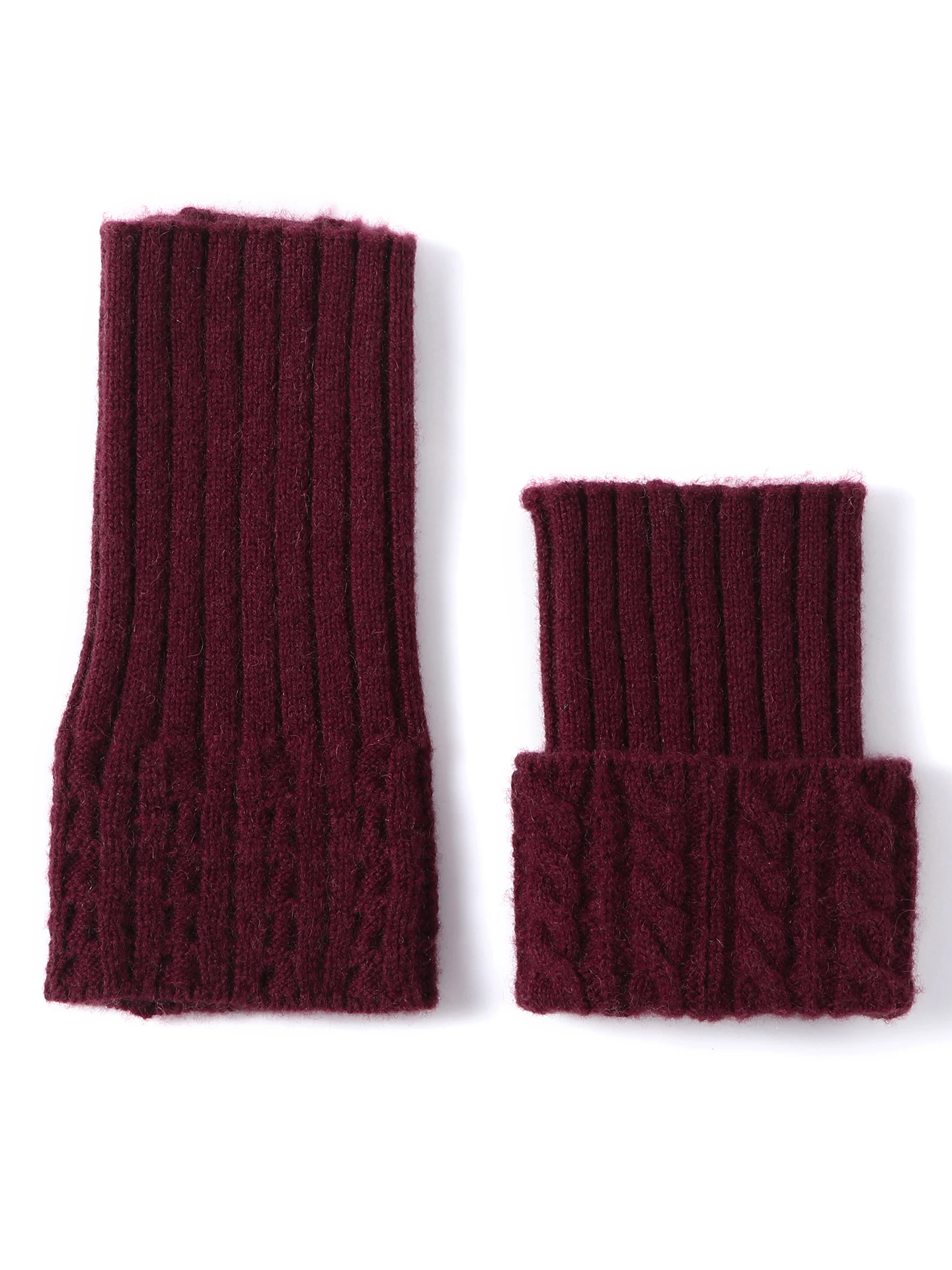 Scaldamuscoli alla moda in cashmere jacquard lavorato a maglia per calore, morbidezza e protezione dal freddo.