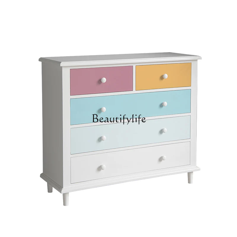 

Multifunctional chest of drawers Solid wood legs Nail salon Bedroom Living room Wall storage Storage drawer Household chest