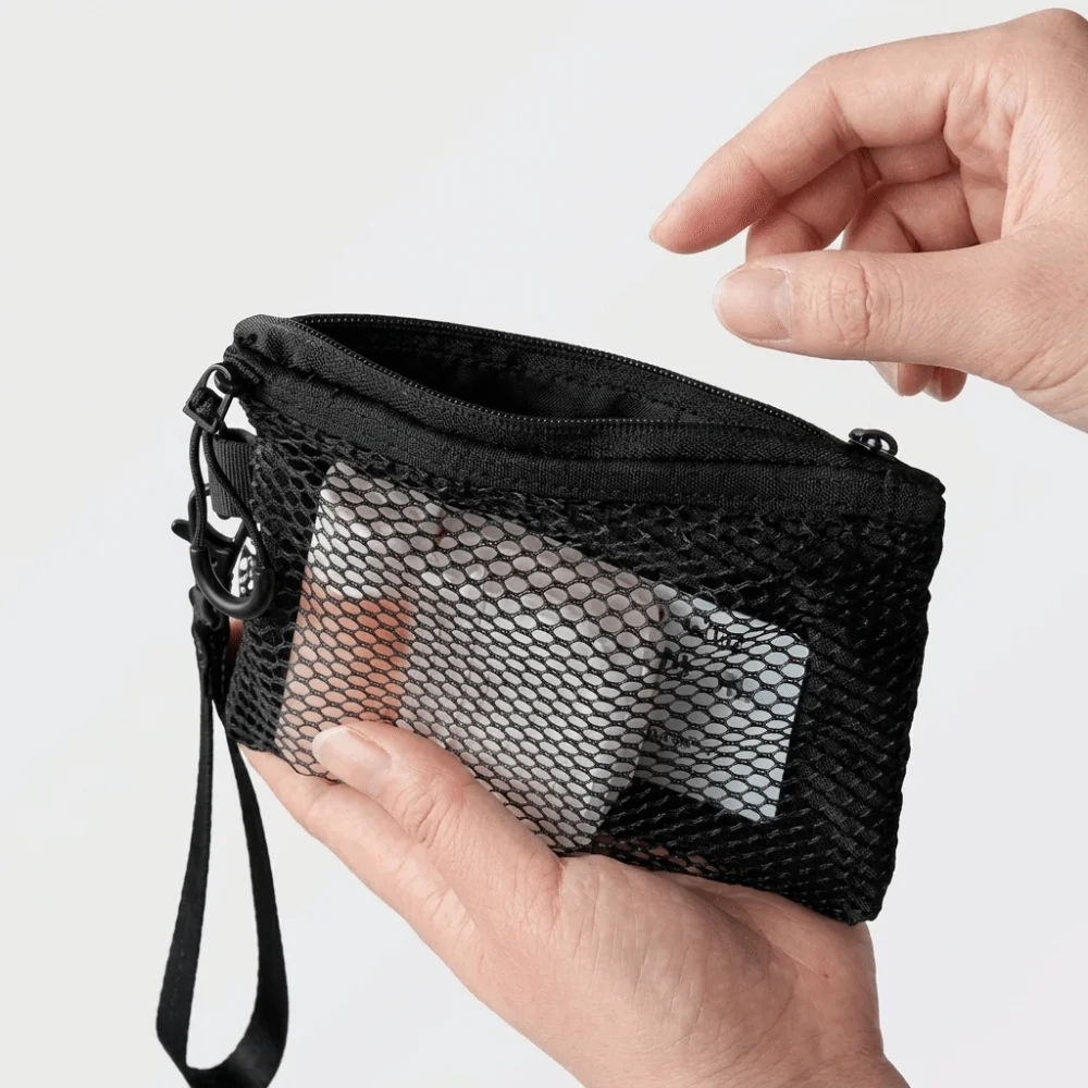 Lightweight Mesh Storage Bag With Zipper Solid Color Cosmetic Bag Polyester Multifunctional Toiletry Bag Toiletry Storage