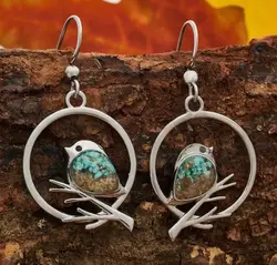 New Vintage Branch Bird Earrings Exquisite and Cute Women's Earrings