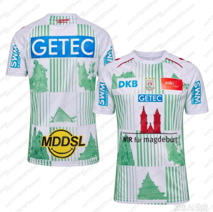 2026-27 SC Magdeburg Handball Heimtrikot Trikots Schnelltrocknendes Outdoor-Sport-T-Shirt Trainings-Sportbekleidung Fan-Geschenk Familien-Partnerlook – Detail 5