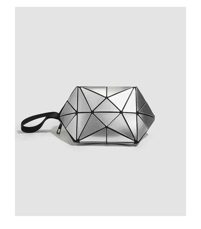 Einfache tragbare Make-up-Aufbewahrungstasche, leichte multifunktionale Tasche mit geometrischem Muster, Reise-Kulturbeutel, Münzgeldbörse, Kosmetiktasche – Detail 15