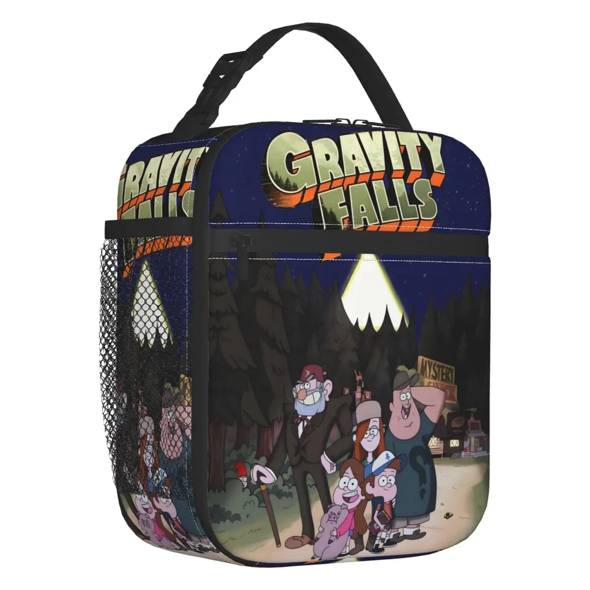 

Custom Gravity Falls Insulated Lunch Bags for School Office Mystery Comedy Animated Movie Waterproof Cooler Thermal Lunch Box