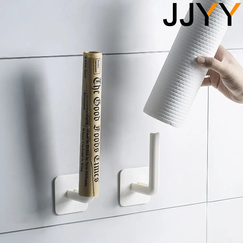 JJYY Self-adhesive paper roll holder Toilet paper holder Multi-functional hooks Kitchen Bathroom Kitchenware Hangers