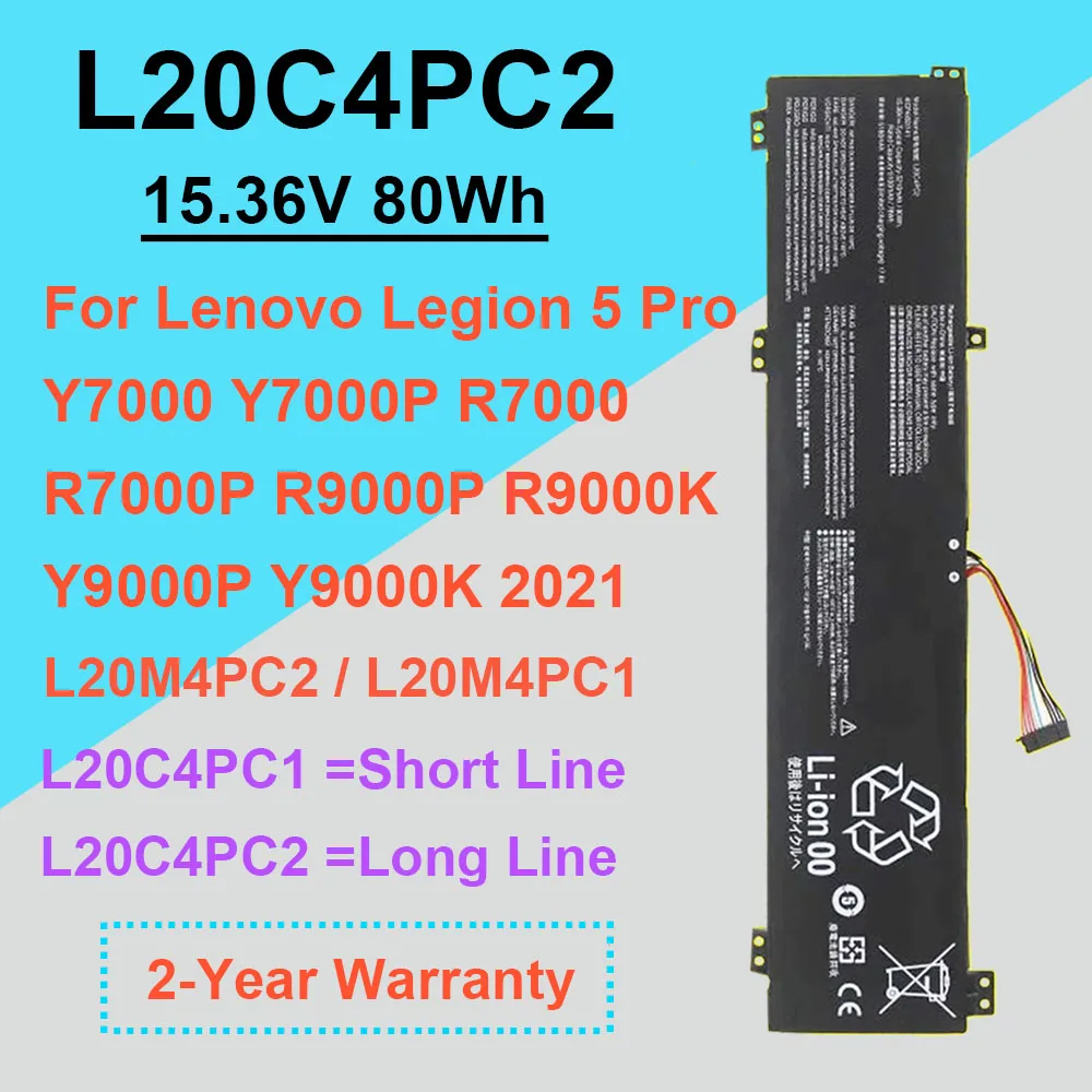 

Батарея для ноутбука L20M4PC2 L20C4PC2 для Lenovo Legion 5 Pro Y7000P Y9000P R9000P Y9000P Y9000K 2021 L20M4PC1 L20C4PC1 15,36 В 80 Втч