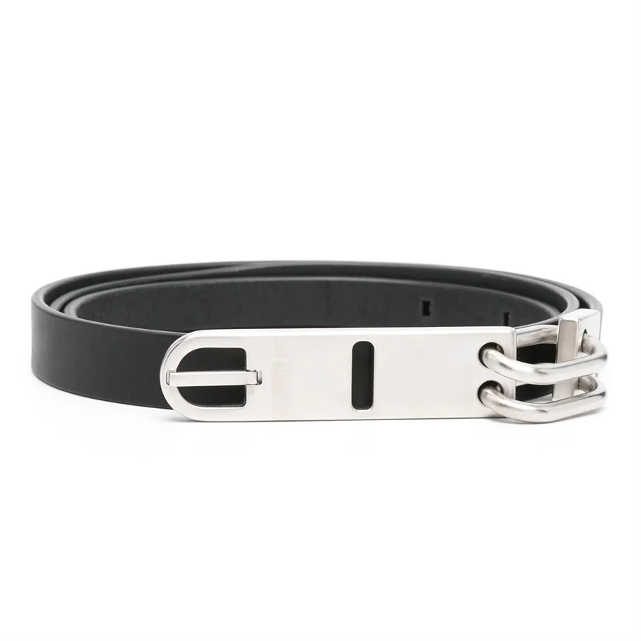 

Fashion Trendy Metal Cowhide Buckle Belt Black Unisex Light Luxury High-end Accessories Gift for Men's and Women's