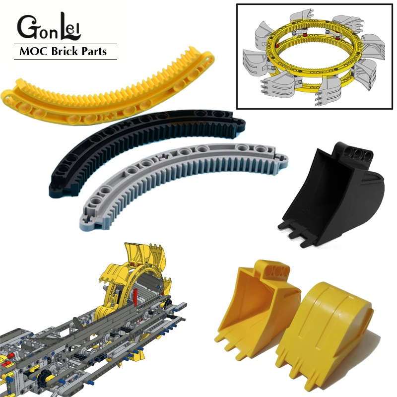 Technischer 1/4 Kreis Zahnstangen ring 24121 43038 24120 Ziegel teile passen 42055 Baggers chaufelrad bagger Bausteine Spielzeug