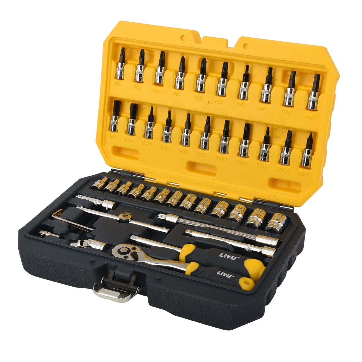 

Industrial Grade 6.3mm Mini Ratchet Socket Wrench Set 46PCS Auto Repair Quick Release Socket Tool Kit