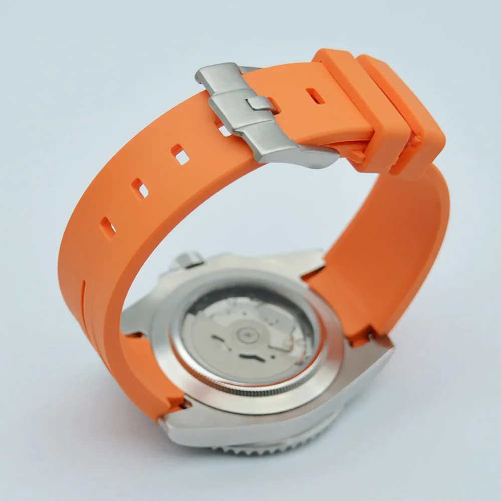 40mm Orange Mechanical Watches NH35A Automatic Self-Winding Movement See-through Glass Back Sapphire Crystal Custom logo Watches