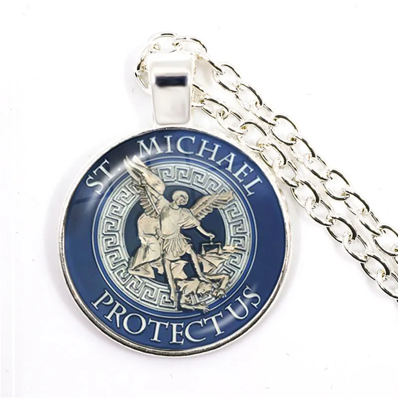 Hot St.Michael Necklace Fashion Protect Me Saint Shield Protection Justice Necklaces Pendants Talisman Christian Holy Gifts