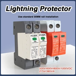 2P DC SPD 500V 600V 800V 1000V 20KA~40KA House Surge Protector Protective Low-voltage Arrester Device 275VAC 385VAC