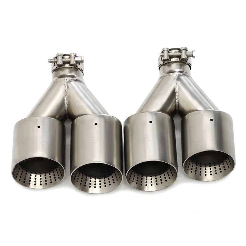 1Pcs Double Matte Stainless Steel Car Muffler Tip Exhaust Tip System Pipe Universal Exhaust Tip 60MM 63mm GTI MK7 Golf7 Nozzle