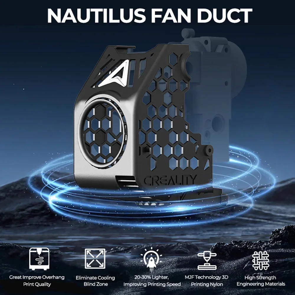 Creality X BEN2C NAUTILUS FAN DUCT Original MJF Technology 3D Printing Nylon for K1 Max or K1C/K1 SE New 3d Printer Accesoires