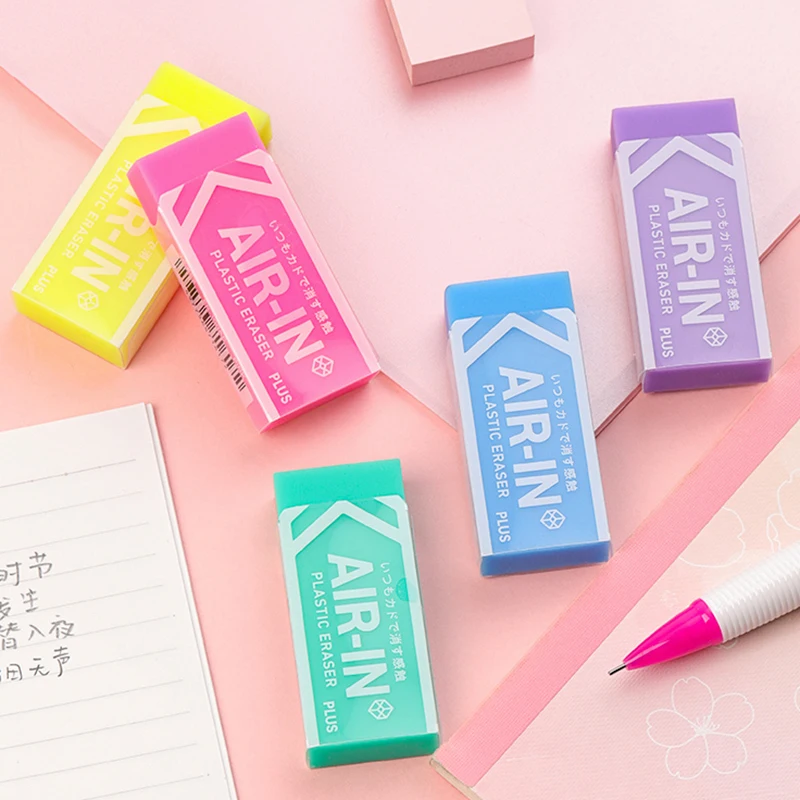 1pc PLUS Plastic Eraser AIR IN Neon Color Appearance Cute Eraser for Children Students Kawaii School Supplies Stationery