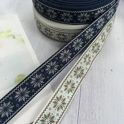 10 Yards/lot Ethnic Style Webbing Woven Jacquard Ribbon Geometric flower for Garment accessories LS-2242 Width 2.5 CM