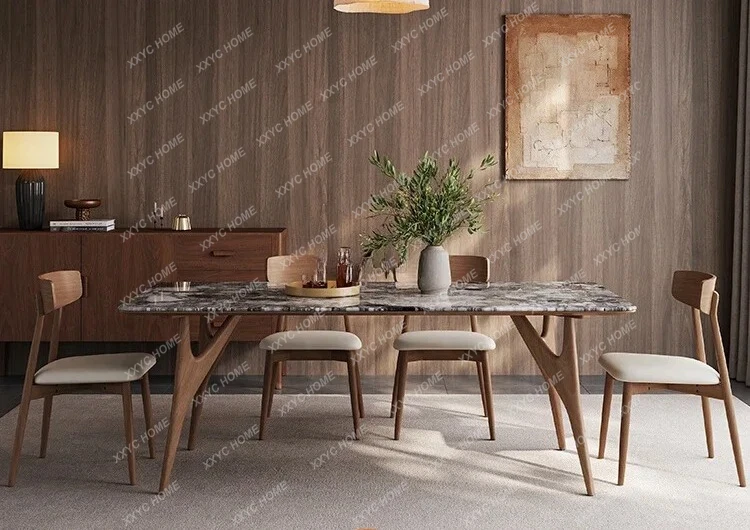 A  sale Natural supercrystalline stone solid wood dining table microcrystalline stone modern simple marble