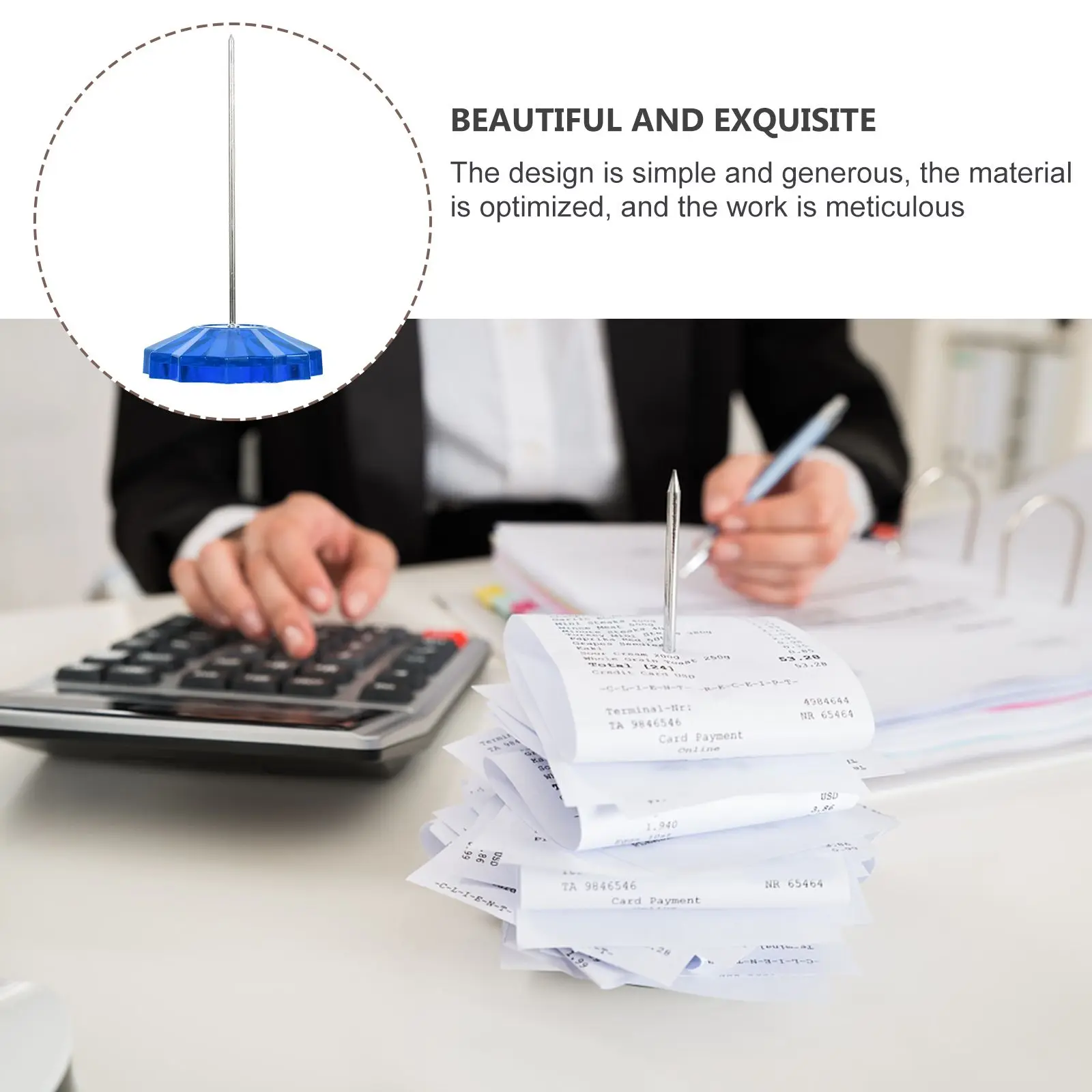 Soporte de recibos con punta para billetes, organizador de papel de plástico para escritorio de oficina, soporte para verificación de notas, horquilla para menú de restaurante, 2 uds.