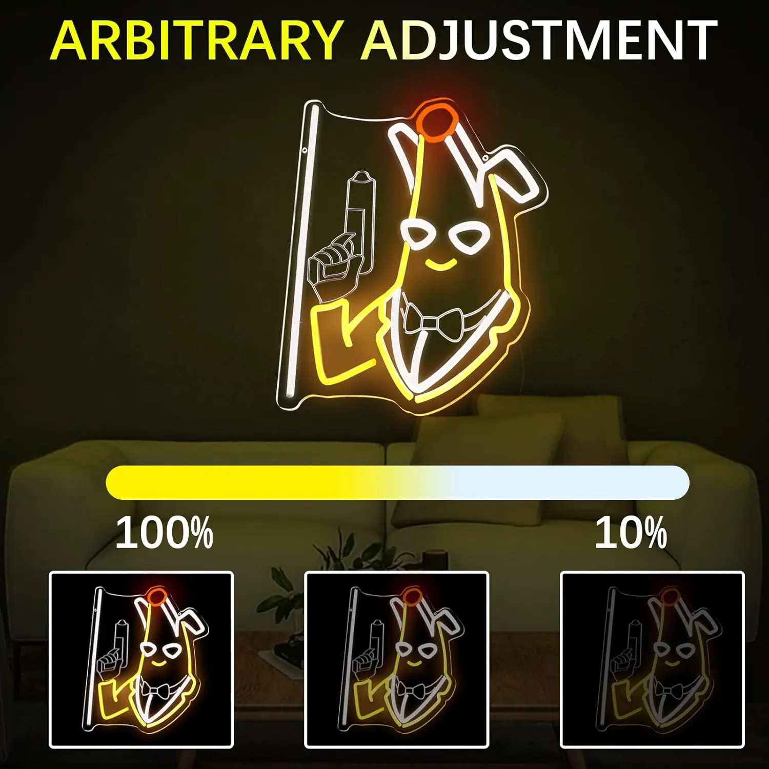 الموز القاتل النيون تسجيل مسدس ضوء الليل تسجيل LED عكس الضوء لغرفة اللعبة رجل الكهف بار حفلة عيد ميلاد ديكور هدية لمحبي اللعبة #5