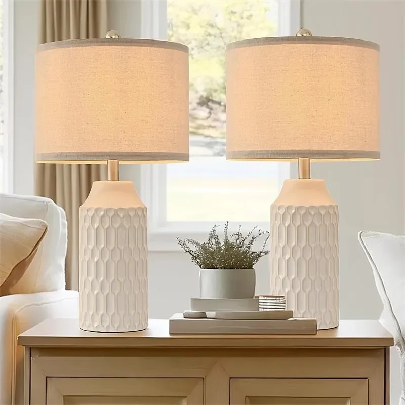 American Classical White Ceramic Floor Lamps Touch Control Third Gear Dimmable Bedroom Bedsid Led Lights Home Room Decoration