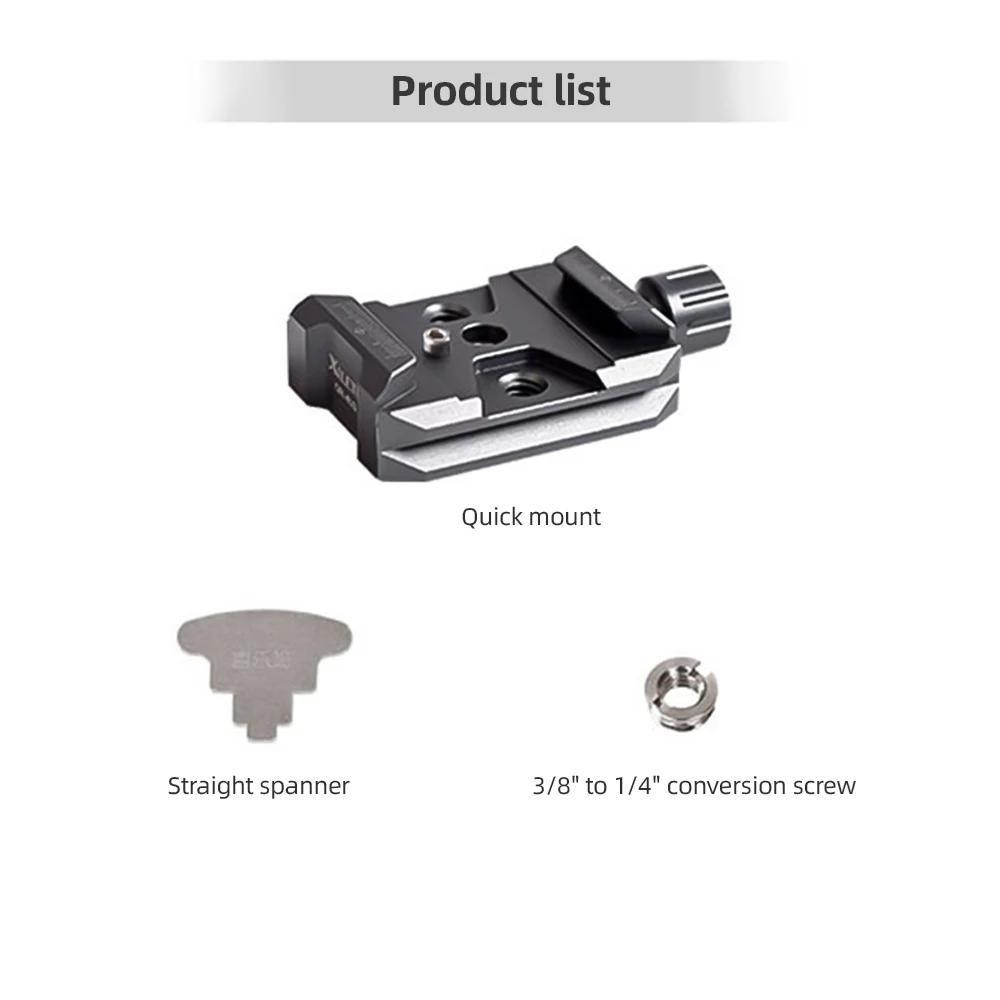 Aluminum Alloy Quick Release QR Plate Clamp with Arca QR Plate Slot 3/8-inch & 1/4-inch Screw Hole for DJI RS2/RSC2/RS3 QR Plate