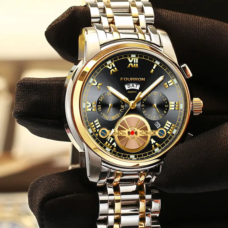 Jam Tangan Kuarsa Bisnis Pria Mewah Jam Tangan Kasual Dial Jam Bundar Baja Tahan Karat Jam Tangan Pria Horloges Klasik Modern