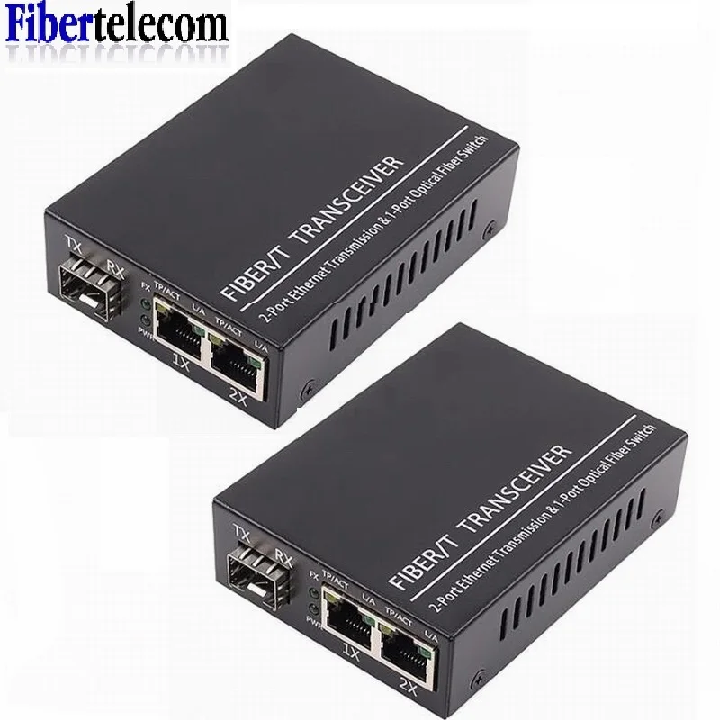 Gigabit Optical Fiber Ethernet Switch Gigabit Media Converter 1 SFP to 2 RJ45 UTP