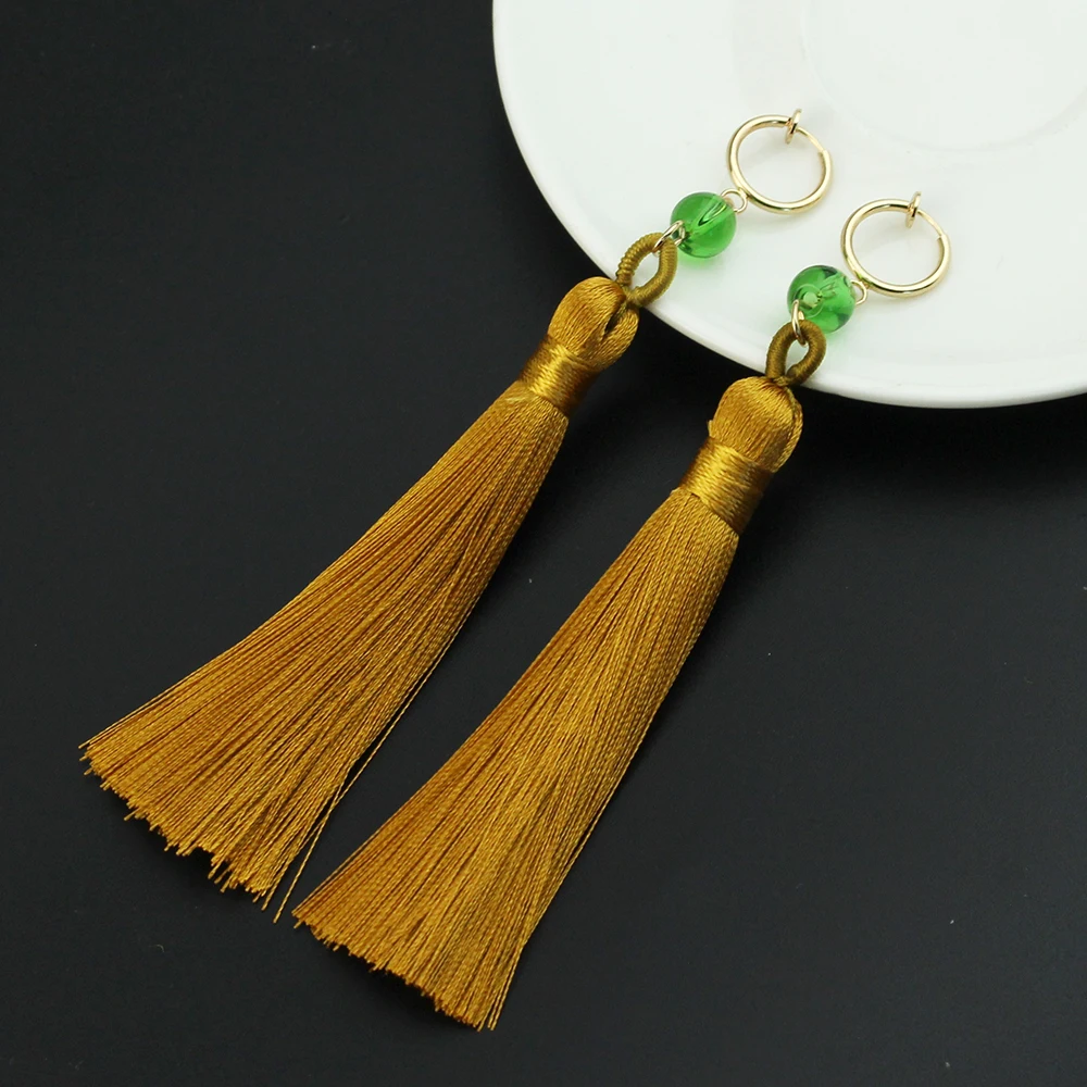 Anime Akatsuki No Yona Princess Earrings Yona of the Dawn Haku Green Beads Tassel Earrings Cosplay Jewelry Props For Women