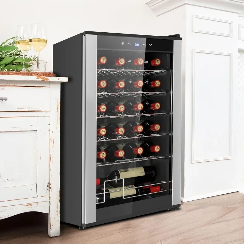 Koolatron 24 garrafas geladeira compressor refrigerador de vinho preto autônomo adega com vidro de bloqueio UV