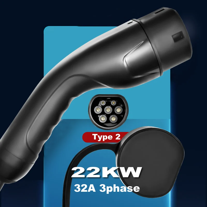 JIGU 22KW 전기차 충전기 타입 2 충전 케이블 3상 32A 380V EV 충전기 타입 2 월박스 자동차 충전소 3.5m 썸네일 4