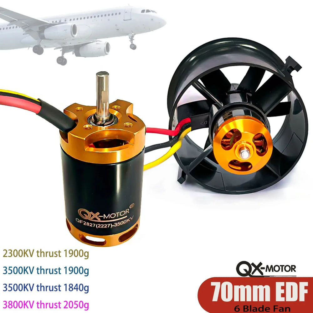 QX-MOTOR 6 Blades 70mm Ducted Fan QF2827 EDF with Brushless Motor for RC Multirotor Helicopter Aircraft parts