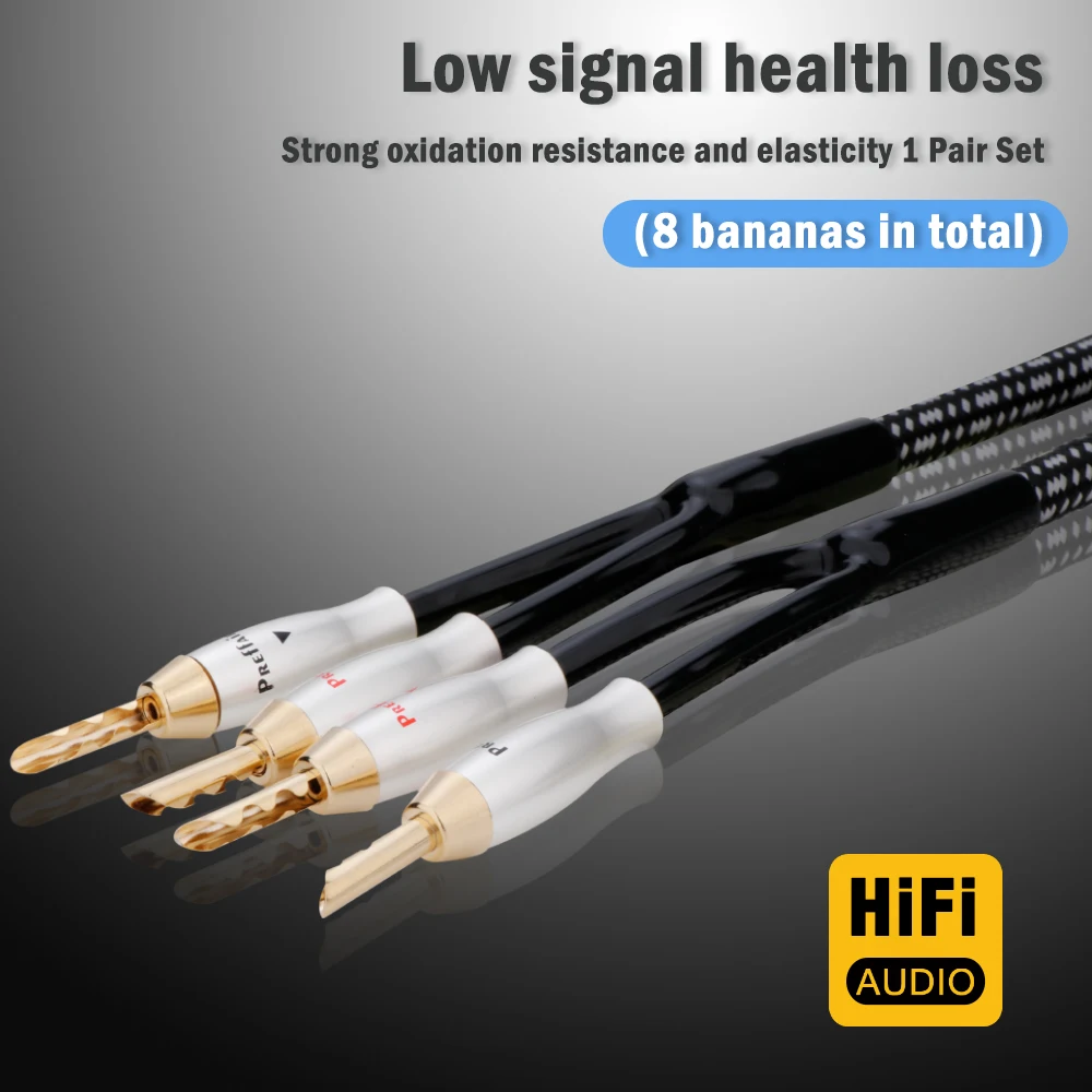 HIFI High-end Silver-plated OCC Speaker Cable for Hi-fi Systems Amplifier Sound Connecting Line with Y-Y/Banana-Y/Banana-B plugs