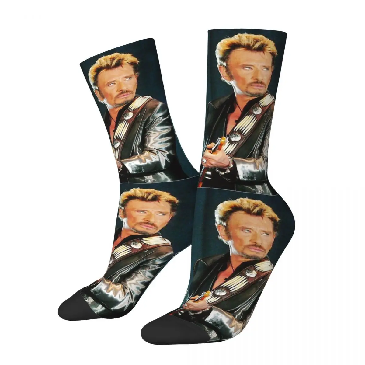 

Johnny Hallyday Rock Music French Singer Limited Access Men Women Socks Cycling Novelty Spring Summer Autumn Winter Stockings