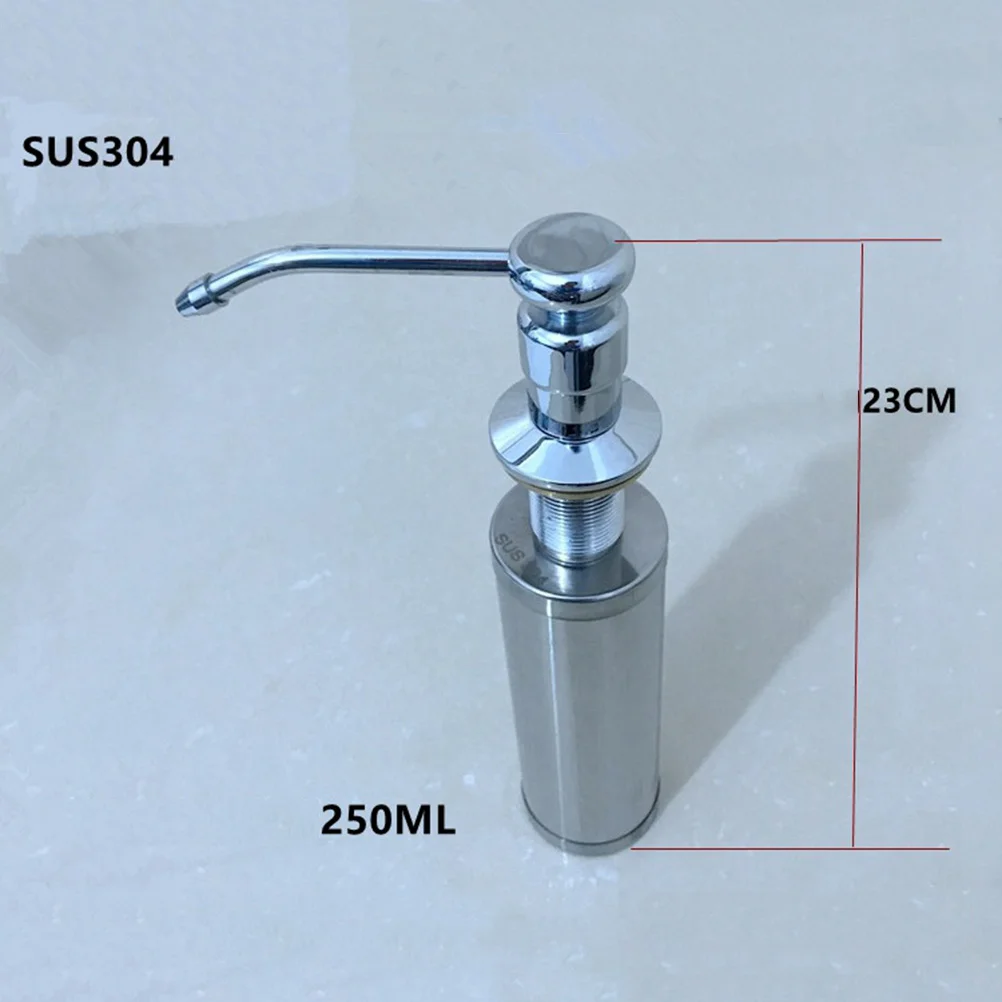 موزع صابون من الفولاذ المقاوم للصدأ 304، لمسة نهائية مصقولة لحوض المطبخ، كونترتوب، صابون سائل، شامبو، جل استحمام يدوي