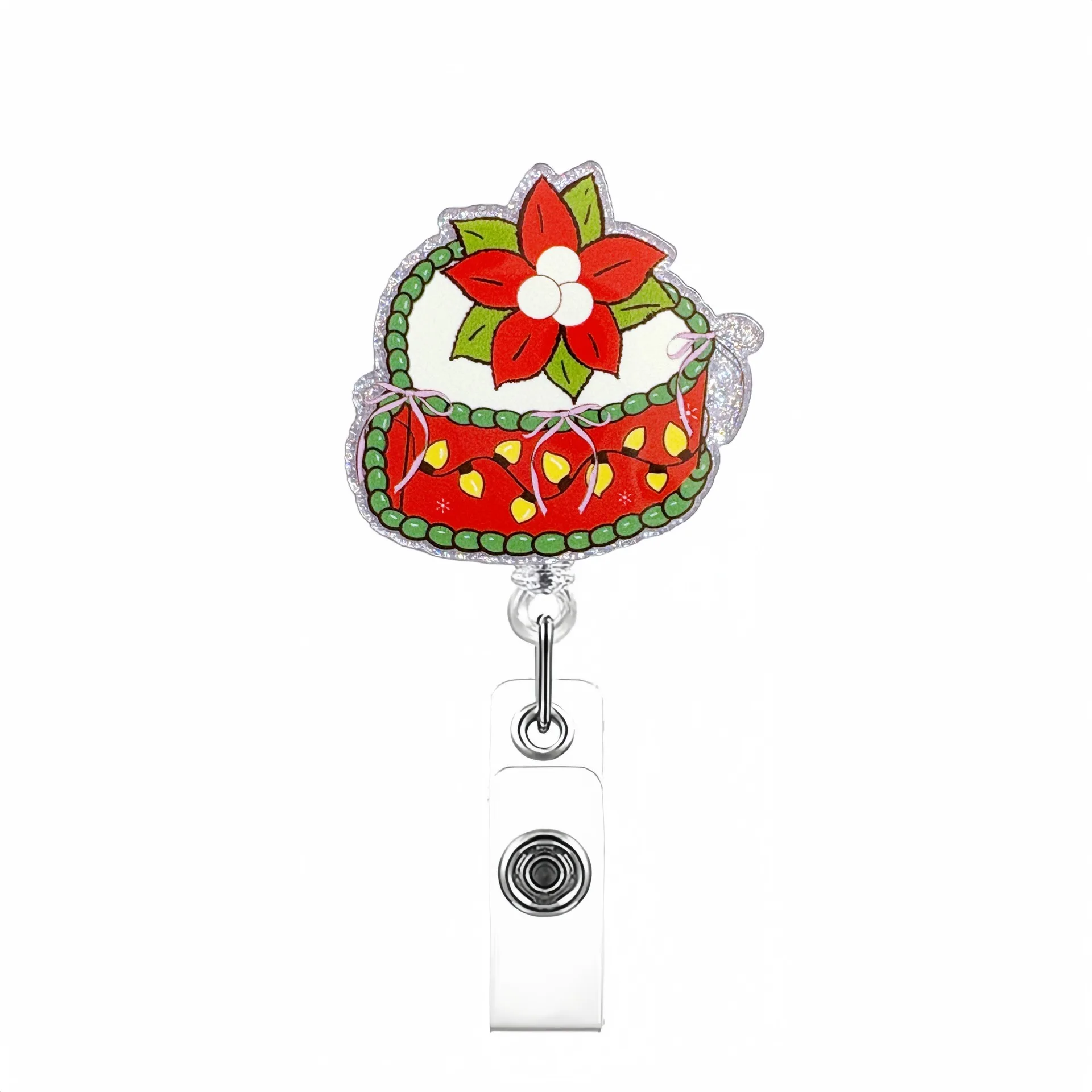 Christmas Badge Reel Scalable Alligator Clip Badge Holder Nurse Badge Clip Vivid For School Nursing Healthcare