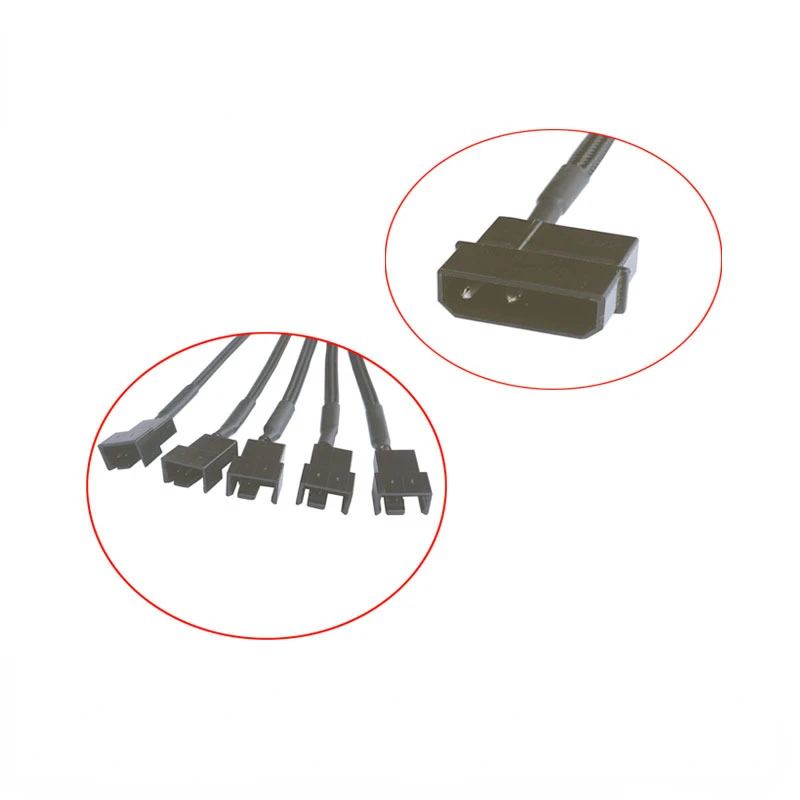 SATA To 3 Pin 4 Pin Fan Sleeved Power Splitter Cable Adapter,15Pin SATA To 5 TX3 / TX4 (PWM) 12V PC Case Cooler Y Cord