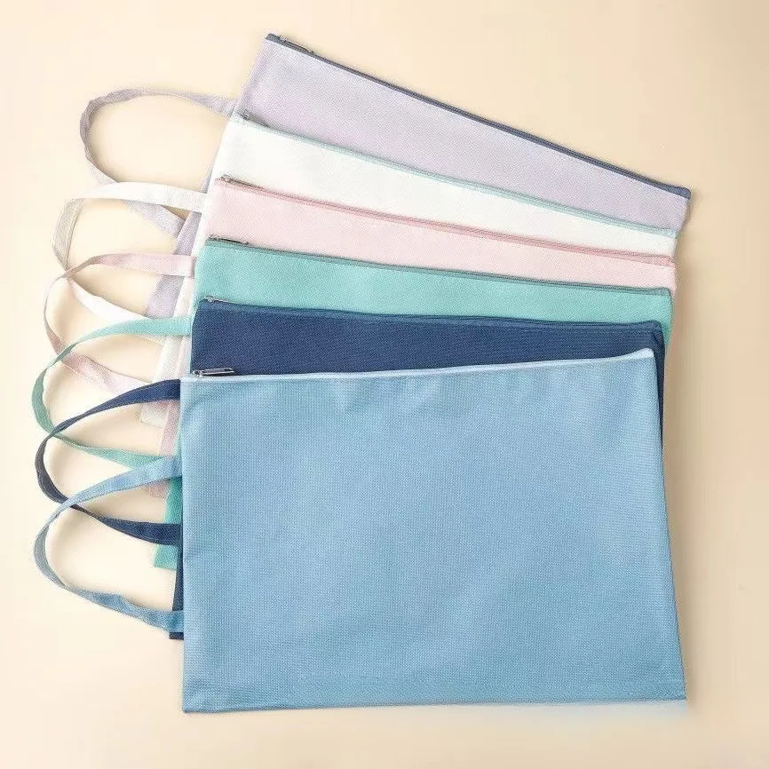 A4 Macaron Oxford Cloth Waterproof Document Bag Inspection Information Bag Student Make-up Homework Storage Bag