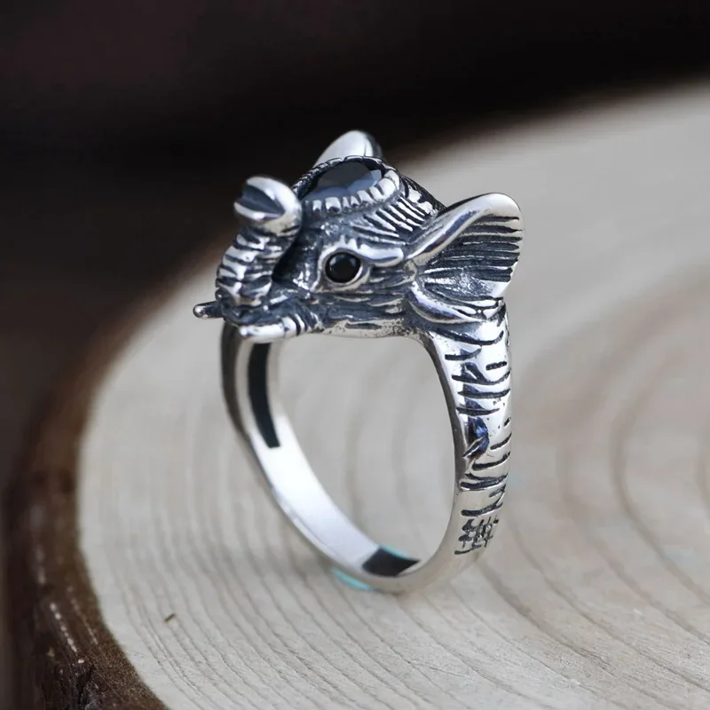 Vintage Cute Elephant Rings for Women Female Silver Color Ring Adjustable Opening Party Fashion Jewelry Statement Custom Jewelry