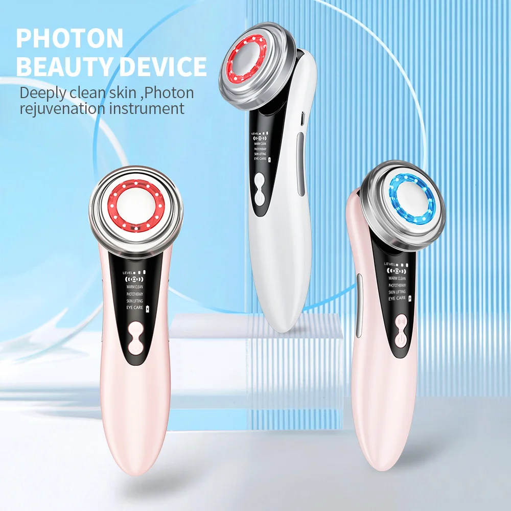 5-in-1 Face Lifting Massager Elektrische gezichtsreinigingsborstel LED-licht Anti-aging Huidverjonging Gezichtsschoonheidsapparaat Oogzorg