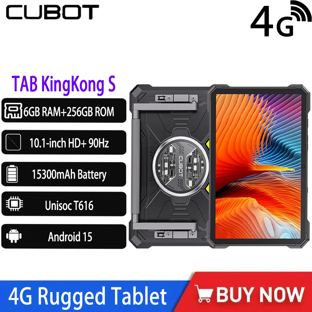 New Model Cubot TAB KingKong S 4G Rugged Tablet Android 15 13500mAh Mega Battery 10.1 Inch Screen RAM 6GB+ROM 256GB 48MP GPS 33W