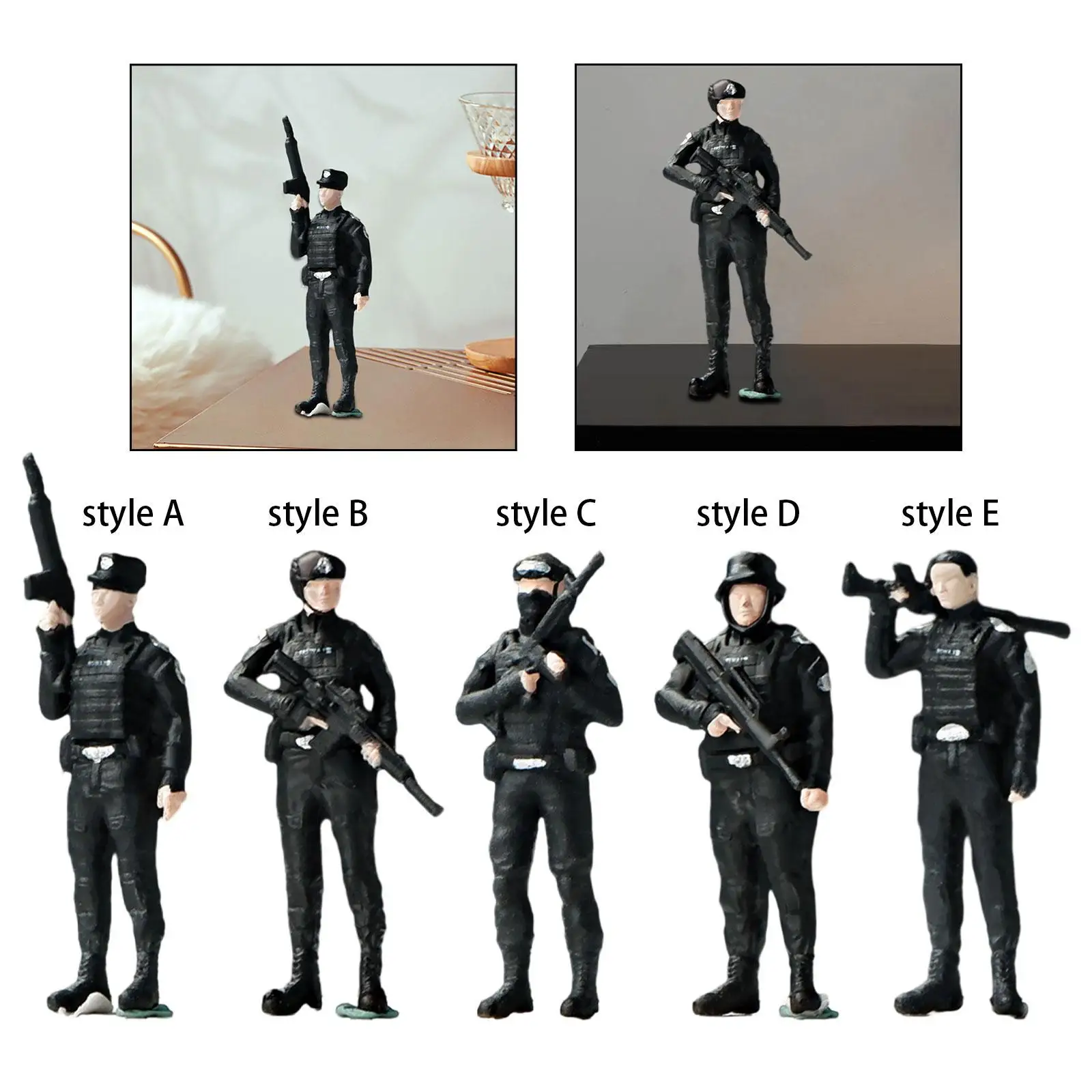 Polícia figura 1:64 escala, adereço de fotografia, encenação em resina, coleção, pintado à mão, miniatura, diorama