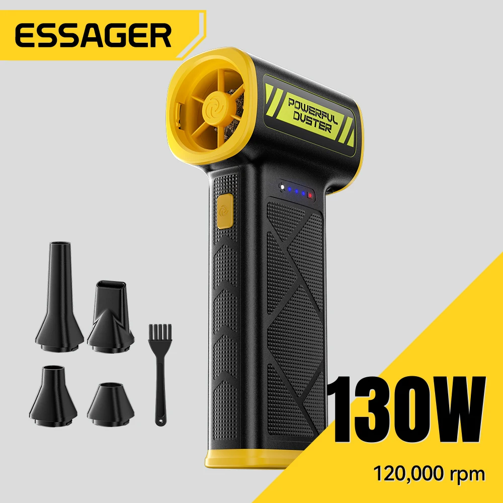 Essager Electric Air Blower 120000RPM 130W Turbo Jet Air Blower Cordless Violent Fan suitable for Keyboard Car Groove Cleaning