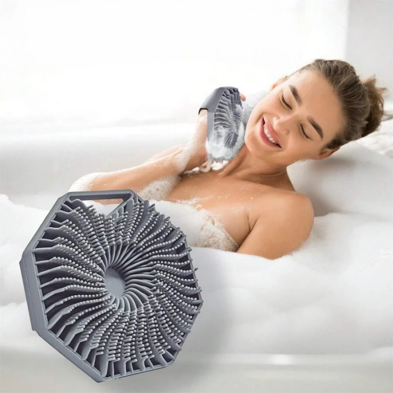 

Мягкий силиконовый скребок для тела, щетка для ванны с эргономичной ручкой, портативный массаж для душа, чистка волос, уход за кожей, чистящие щетки