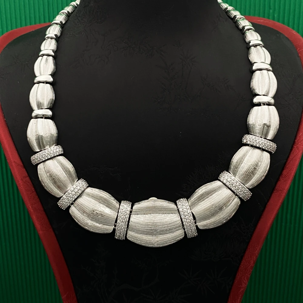 مجموعة مجوهرات عصرية للسيدات من JRH مع سوار من النحاس والزركون الاصطناعي وقلادة وأقراط وإكسسوارات أزياء كينيا للحفلات